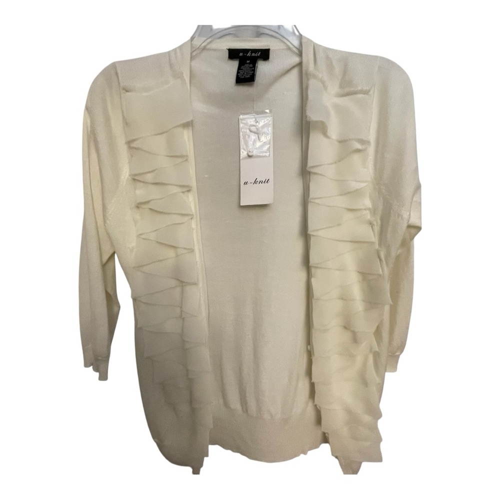 U-Knit Cream Cardigan Sweater with Elegant Design